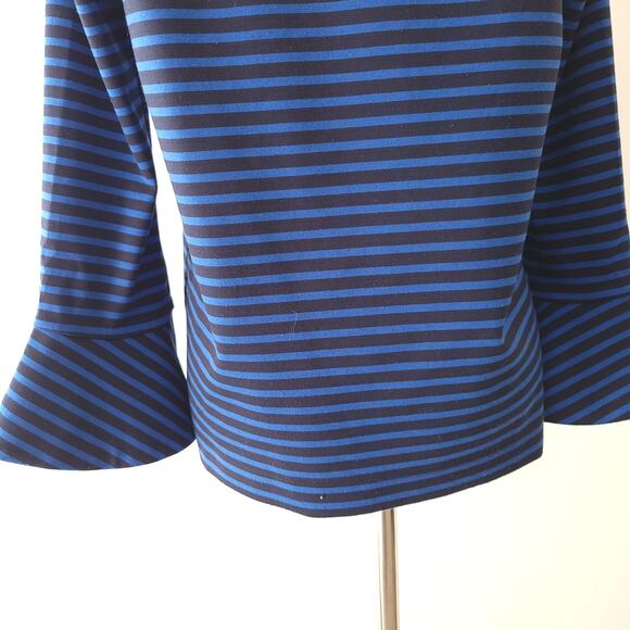Draper James Sadler Striped Ponte Knit Bell Sleeves Shirt Rayon Small - Picture 8 of 13